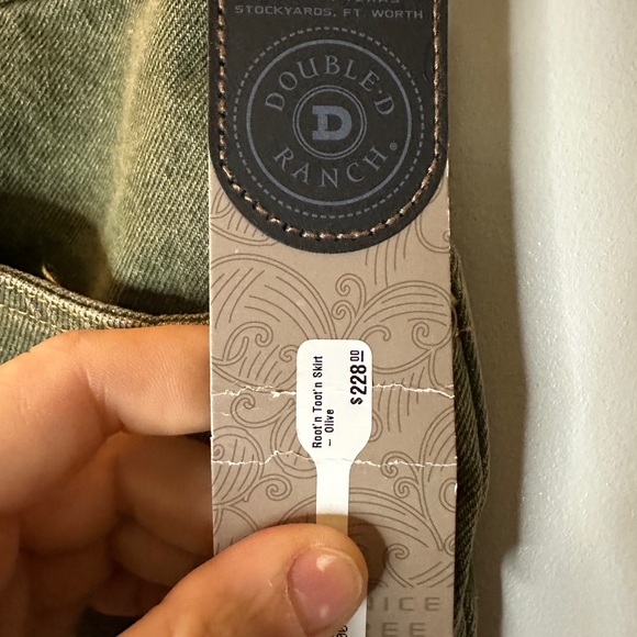 Double D Ranch A-Line Denim Olive Skirt - Picture 4 of 4